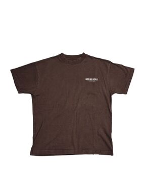 REPRESENT Crewneck Short Sleeve Tee in Taupe Brown